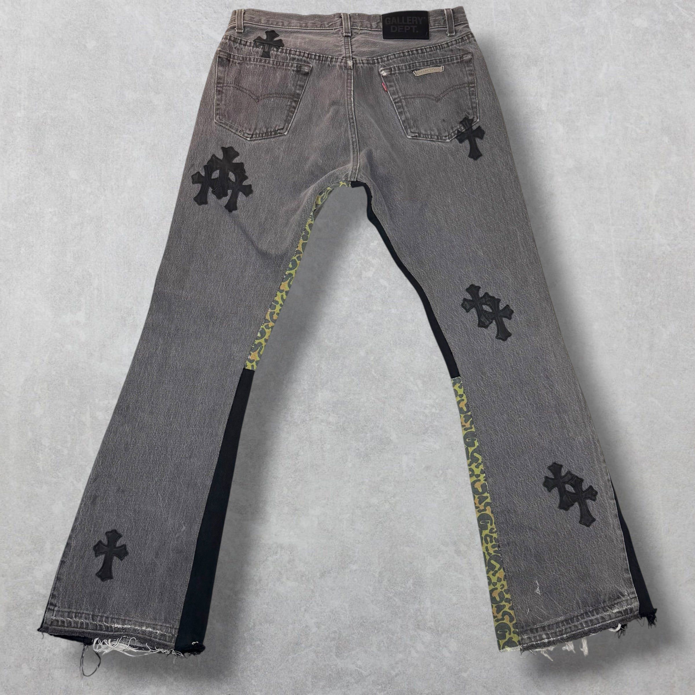 Chrome Hearts Chrome Hearts x Gallery Dept. Cross Patch Flared Jeans 33 Size US 33 - 3 Thumbnail