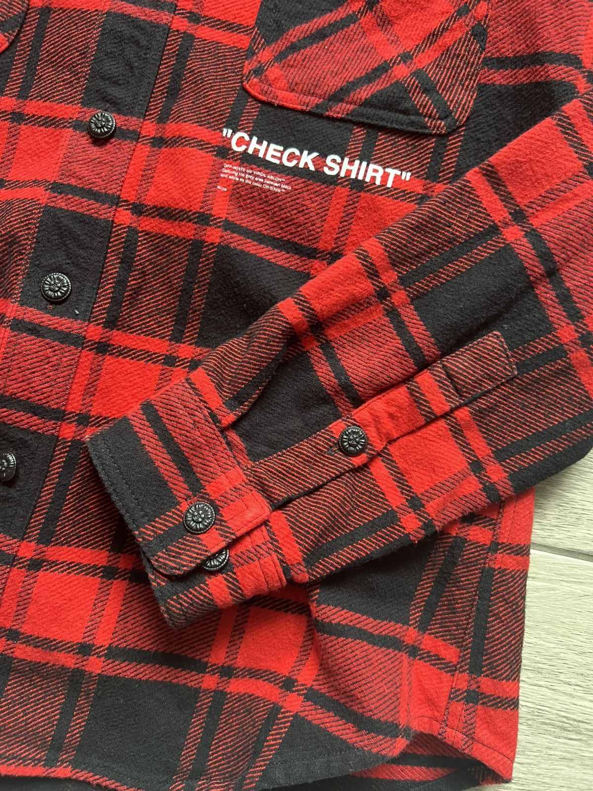Off-White Off-White Red and Black Flannel Quote Shirt Luxury Size US M / EU 48-50 / 2 - 9 Thumbnail