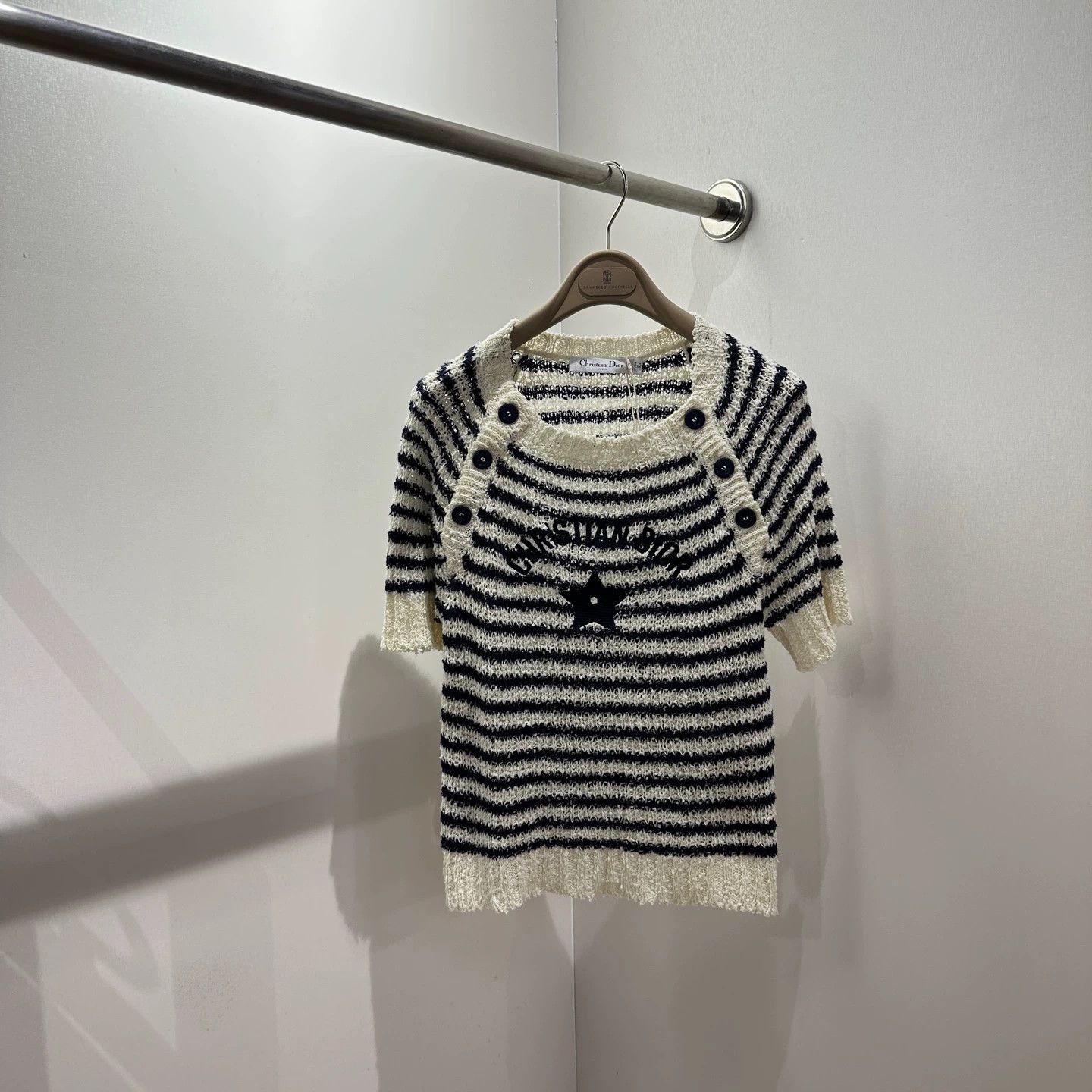 Christian Dior Monsieur Dior may792 25 New Striped Star Logo Knit Tee 34 Cotton Size XS / US 0-2 / IT 36-38 - 1 Thumbnail