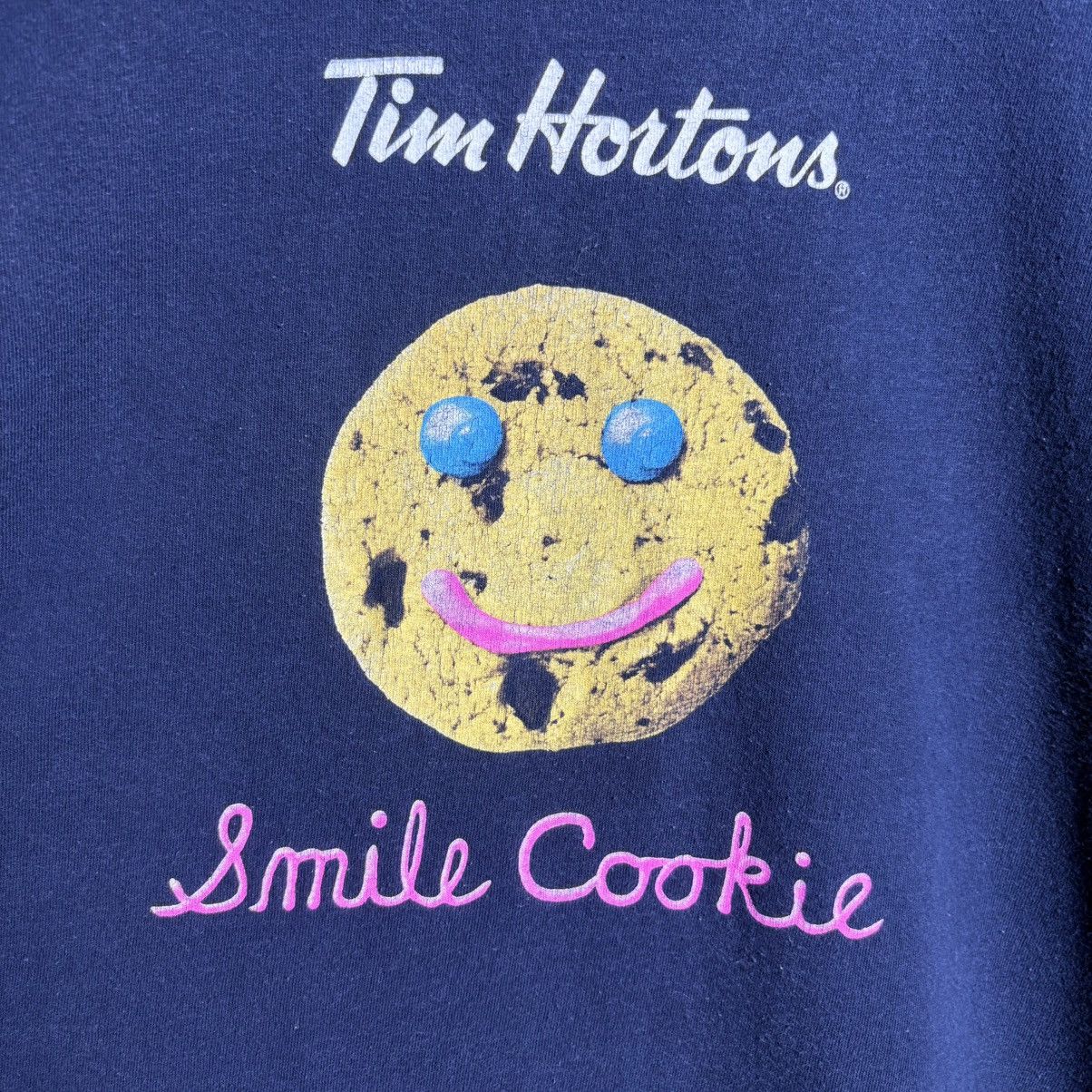 Vintage Vintage Y2K Tim Hortons Smile Cookie Graphic T-Shirt Size US XL / EU 56 / 4 - 3 Thumbnail