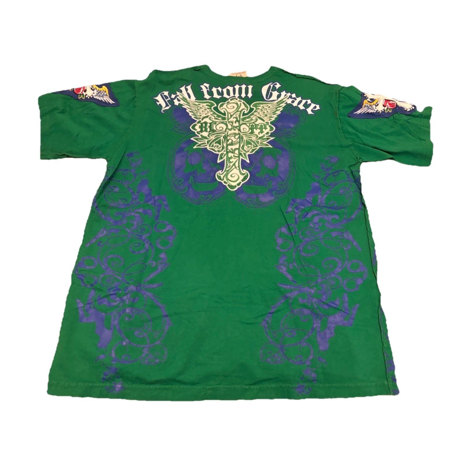 Affliction VINTAGE Blac Label T-Shirt Graphic Print 2XL Green Crew Neck Short Sleeve Affliction Style P1 Size US XXL / EU 58 / 5 - 2 Thumbnail