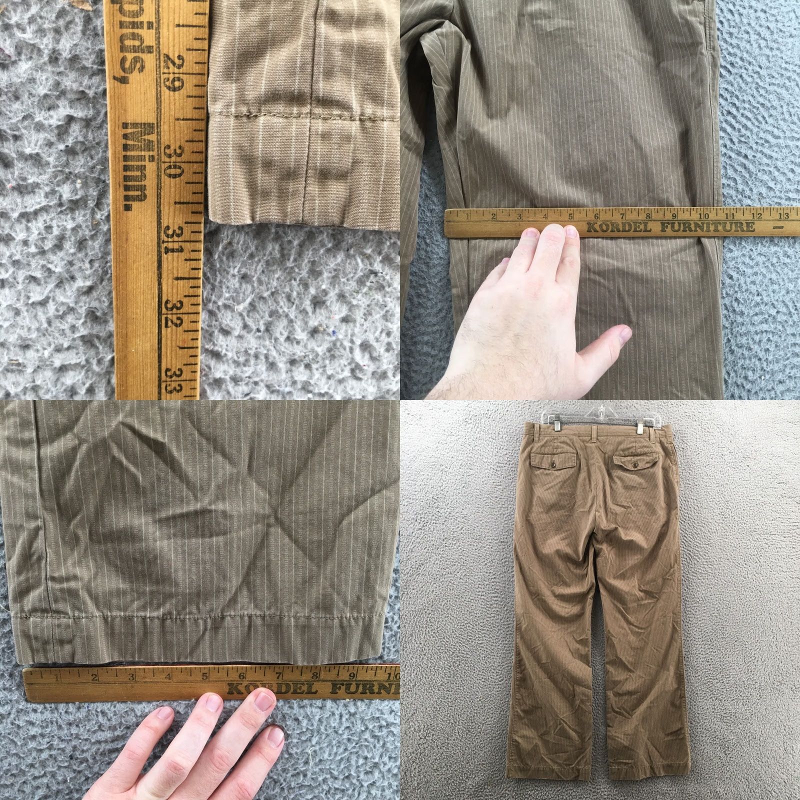 Banana Republic Banana Republic Chino Pants Mens 33 Beige Mid Rise Striped Zip Shirt/ Pants? Size US 33 - 8 Thumbnail