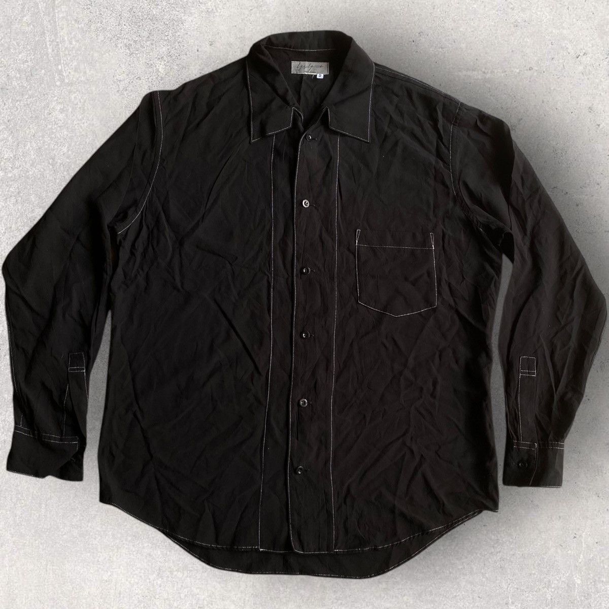 Yohji Yamamoto Mainline Contrast Stitch Rayon Oversize Shirt Size US M / EU 48-50 / 2 - 3 Thumbnail