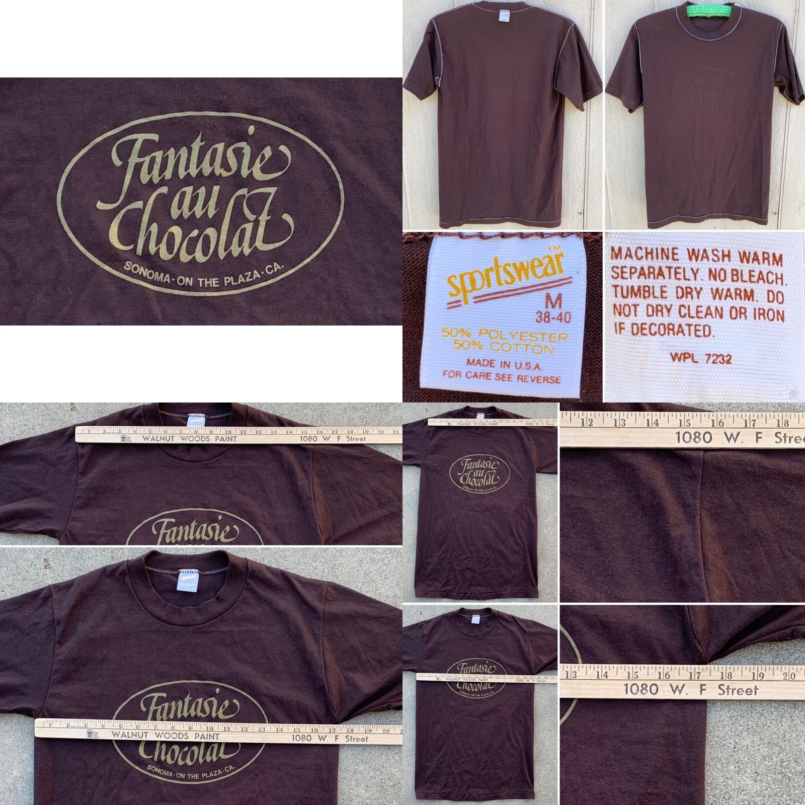 Vintage VINTAGE Fantasie au Chocolat Sonoma on the plaza CA t-shirt M Short Sleeve Unisex Graphic Tee Size US M / EU 48-50 / 2 - 8 Thumbnail