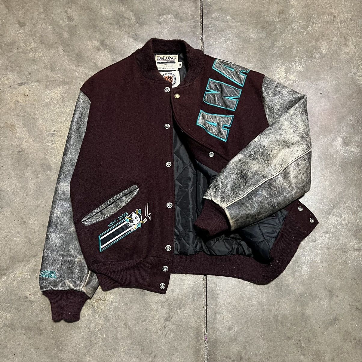 NHL Vintage 90s Anaheim Mighty Ducks Varsity Bomber Jacket USA Size US M / EU 48-50 / 2 - 8 Thumbnail