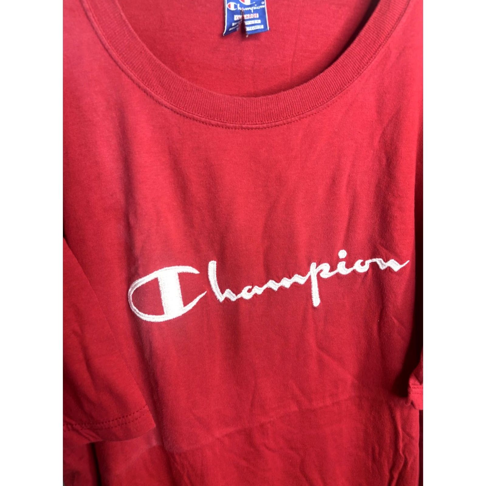 Champion VINTAGE Champion Shirt Mens 2XL Red Spell Out Logo Embroidered Made USA 90s Tee Size US XXL / EU 58 / 5 - 2 Thumbnail