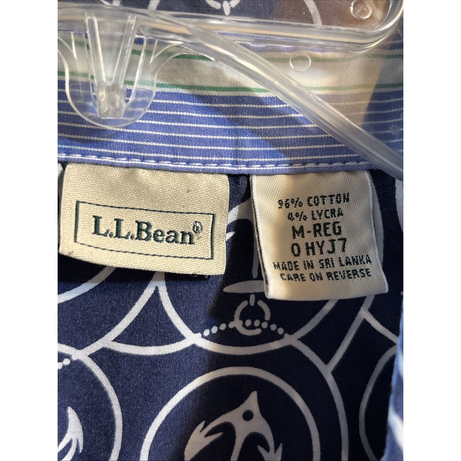 L.L. Bean LL Bean Top Women’s M Blue Anchor Print LS Stretch Shirt Size M / US 6-8 / IT 42-44 - 3 Thumbnail