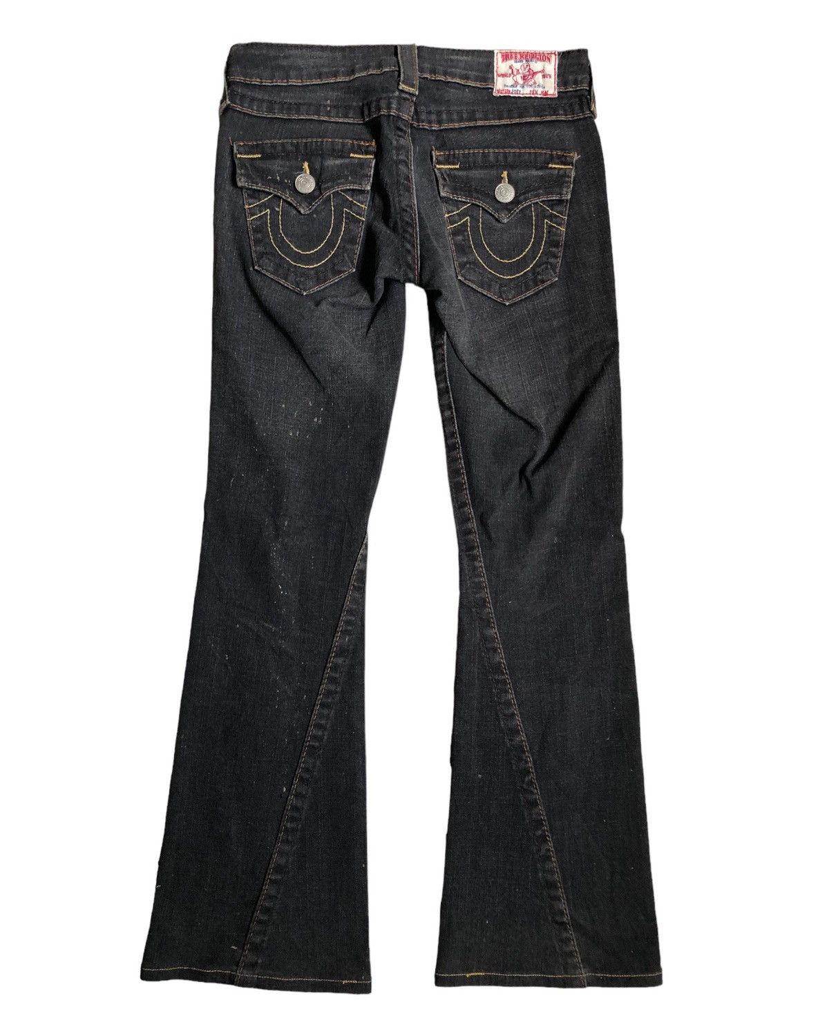 image of Rock Revival x True Religion Joey Spiral Cut Flared Denim Pants in Black, Women's (Size 28)