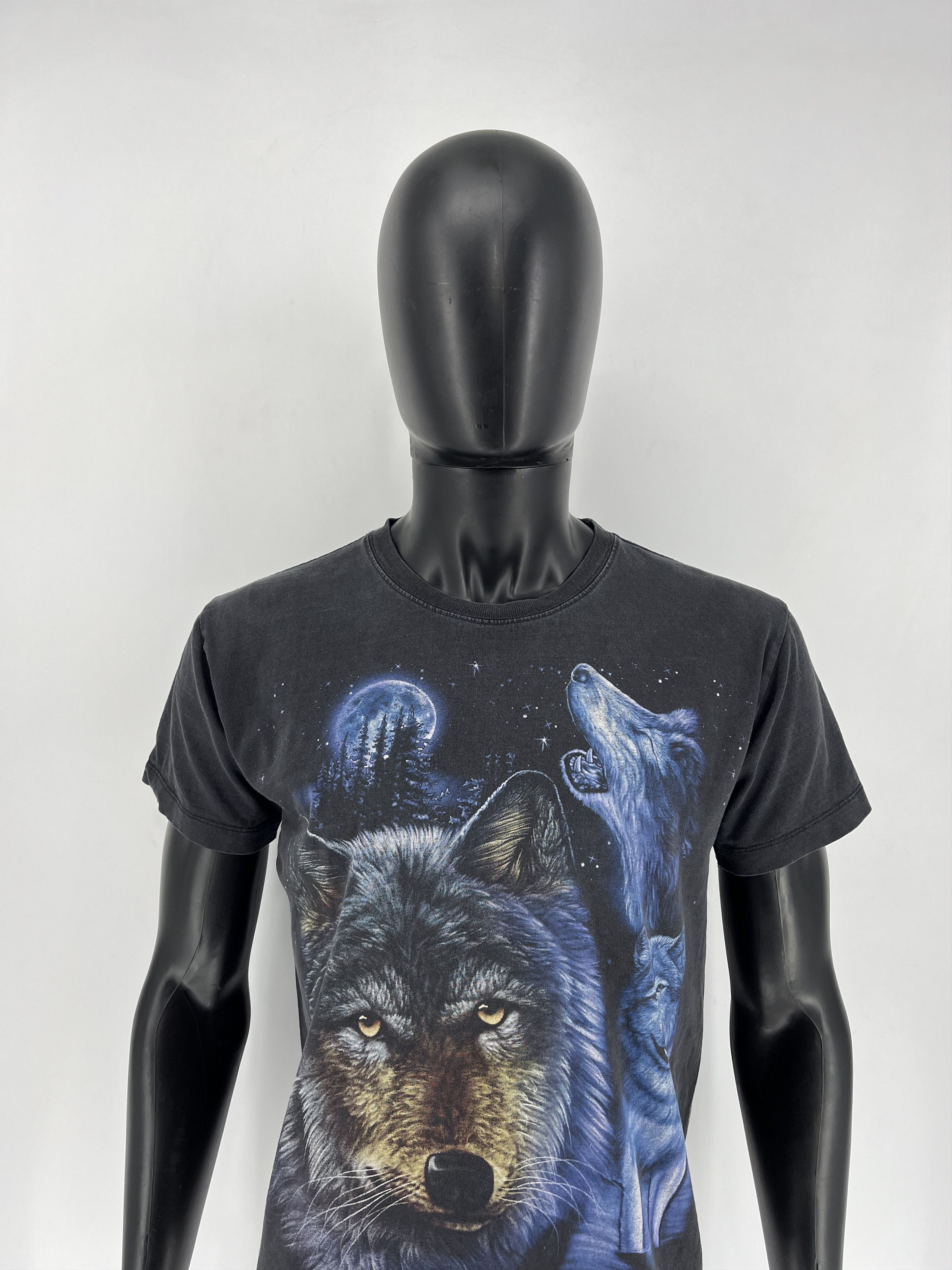 Vintage Vintage 90s Wolf Face Boxy Fit Tee WILD Dead Horror Print Size US M / EU 48-50 / 2 - 1 Thumbnail