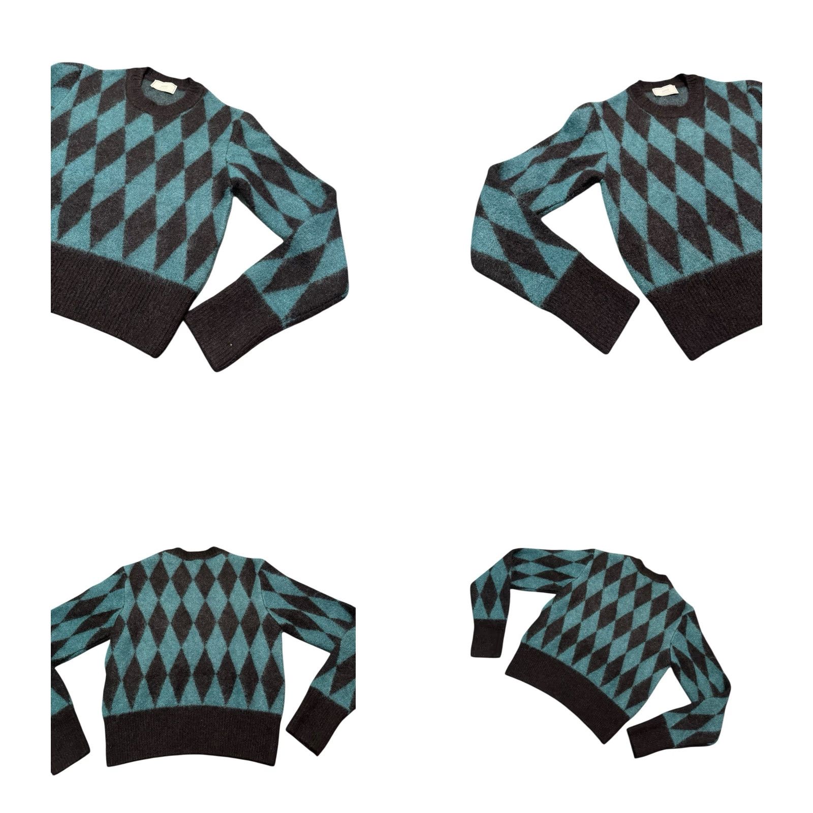 Vintage AMI Paris Alexandre Mattiussi Jumper M Teal Black Diamond Print Mohair Blend Womens Size M / US 6-8 / IT 42-44 - 8 Thumbnail