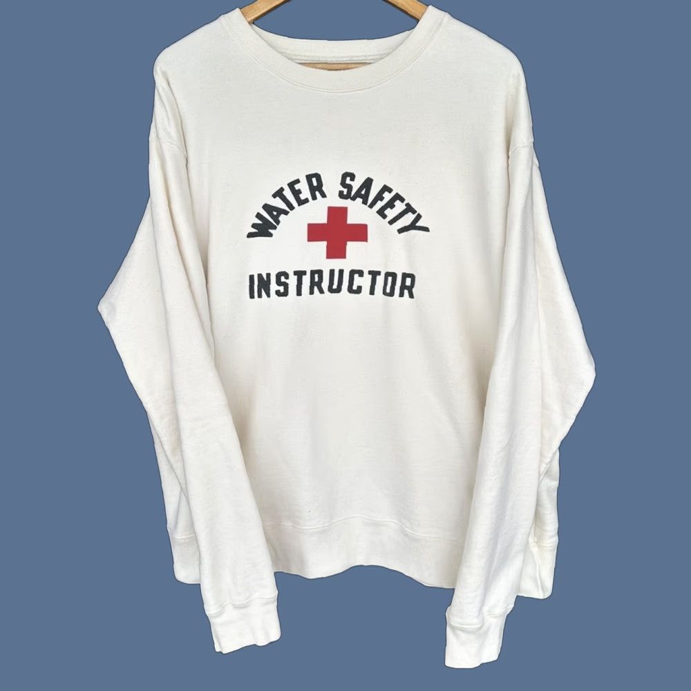 VINTAGE Polo Ralph Lauren Polo Sport XL Crewneck Sweatshirt Water Safety Instructor Ivory 1990s Cotton Long Sleeve Mens XL