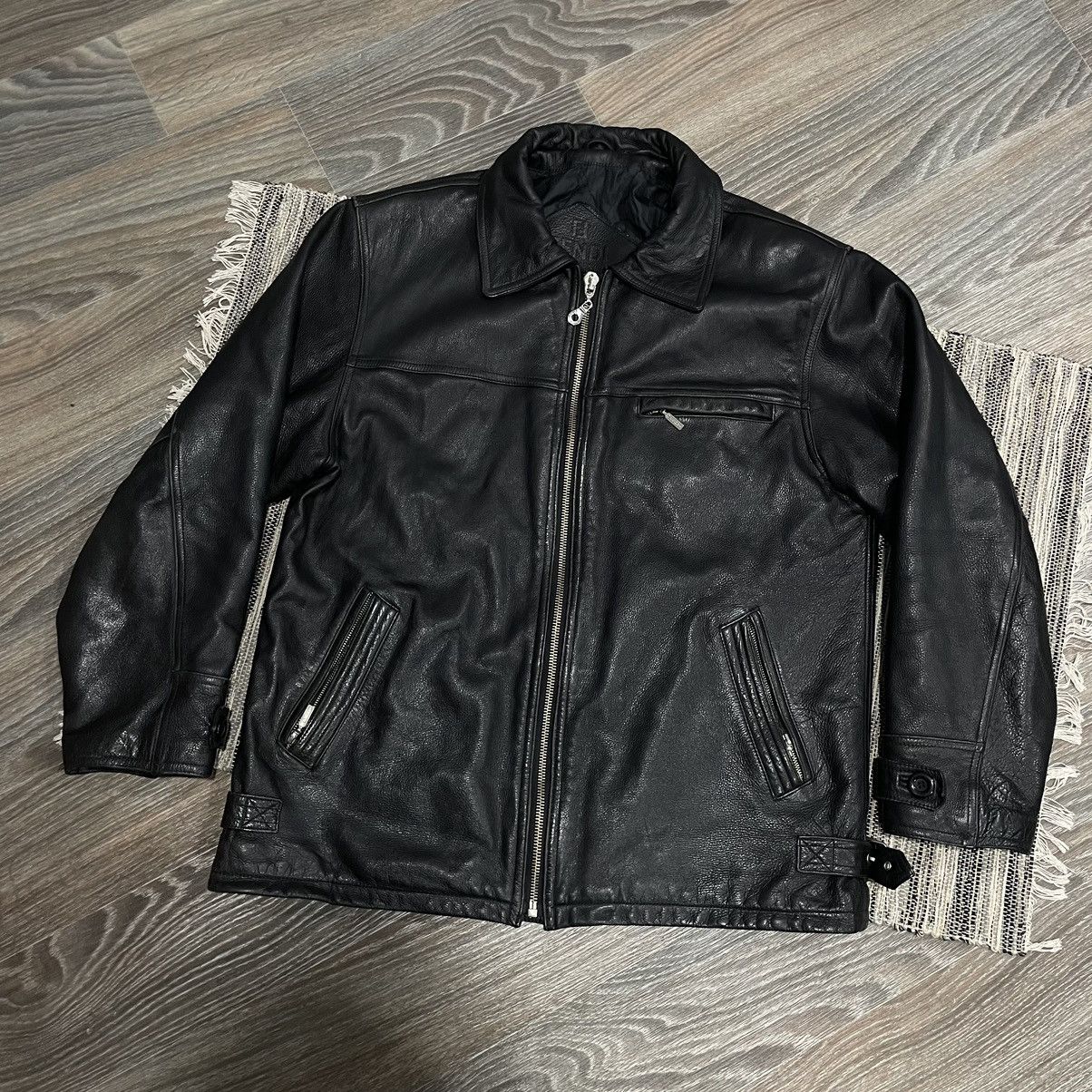 image of Archival Clothing x Edition Japan 90's Fendi Leather Coat Jacket Bomber 80's Japan Old Mone (Size X