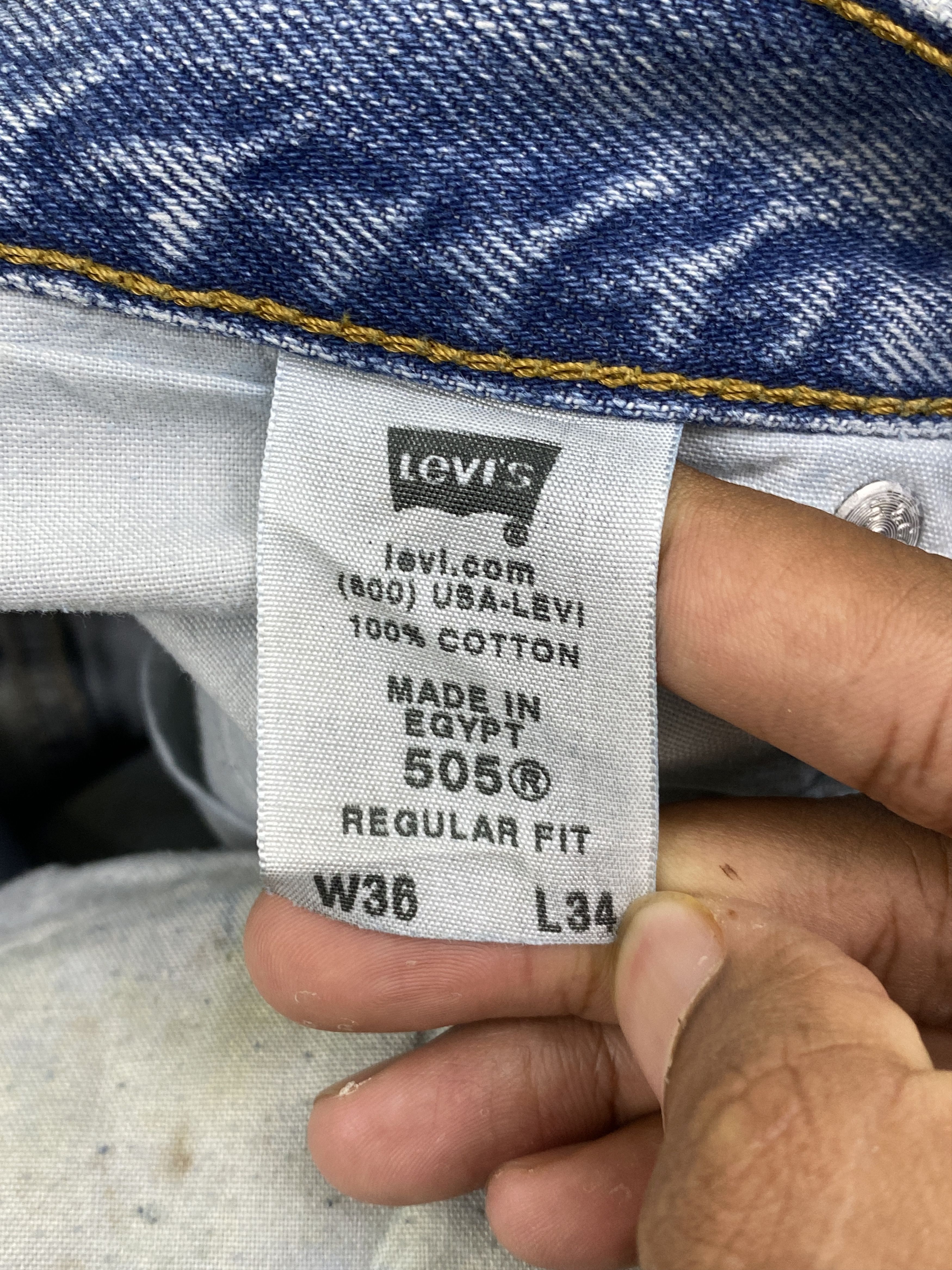 Vintage Levis 505 Splatter Paint Blue Denim Jeans