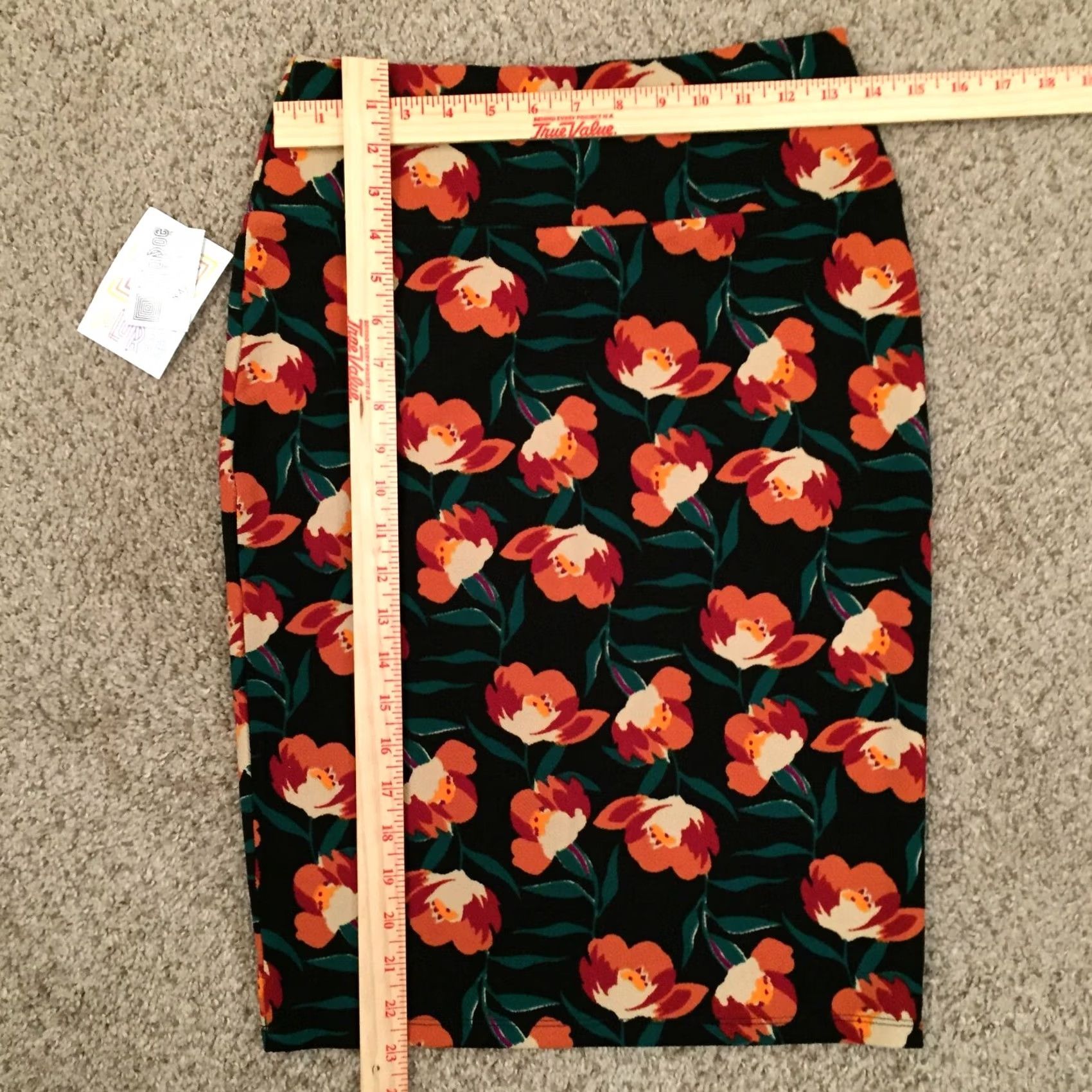 Vintage VINTAGE LuLaRoe Cassie Skirt S Women Orange Floral Knee Length Unlined Pull On Pencil/ Straight S Size 28" / US 6 / IT 42 - 3 Thumbnail