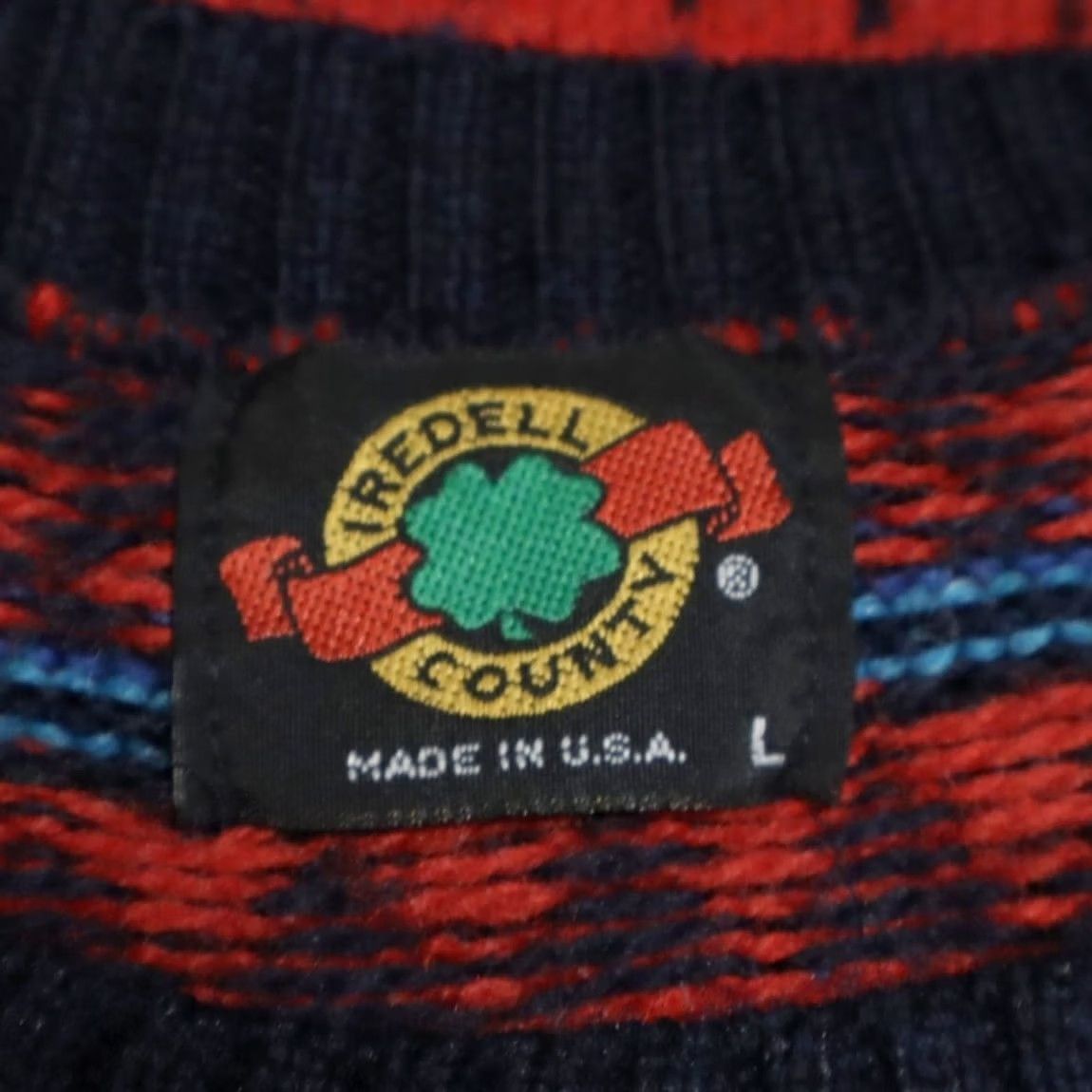 Vintage VTG Iredell County Fair Isle Striped Red Men's L Sweater Shirt Vintage Size US L / EU 52-54 / 3 - 5 Thumbnail