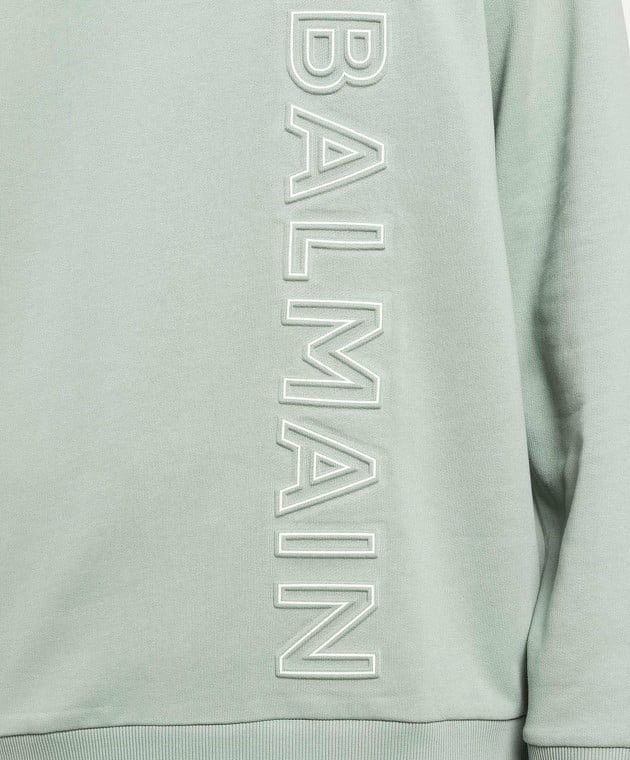 Balmain 🇫🇷 ❗️NEW Balmain Paris Logo-Embossed Green Terry Hoodie Size US L / EU 52-54 / 3 - 5 Thumbnail