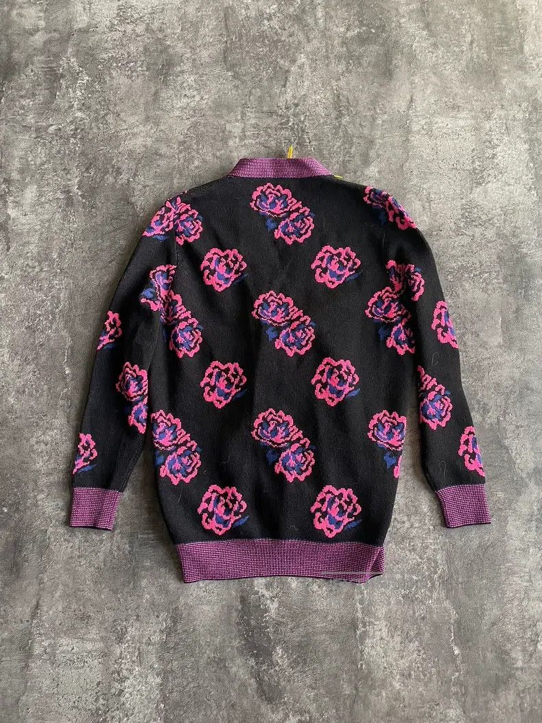 Saint Laurent Paris Saint Laurent Paris Black and Purple Poppy Knit Cardigan Size US XS / EU 42 / 0 - 2 Thumbnail