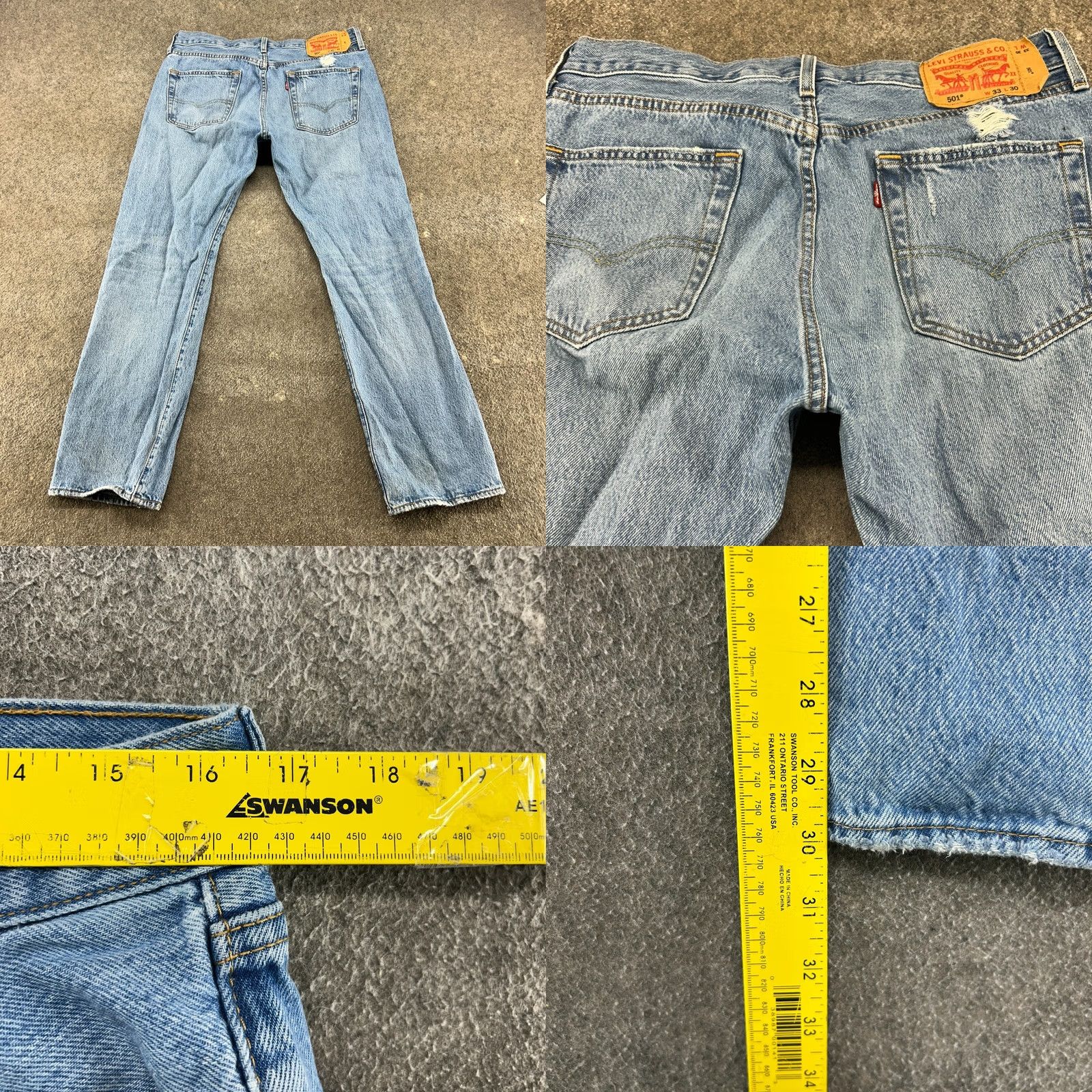 Levi's VINTAGE Levi's 501 Jeans Mens 33x30 Straight Regular Light Wash Distressed Denim Blue Jeans Mens Regular 501 Series Retro Distressed Pockets 5-Pocket Size US 33 - 10 Thumbnail