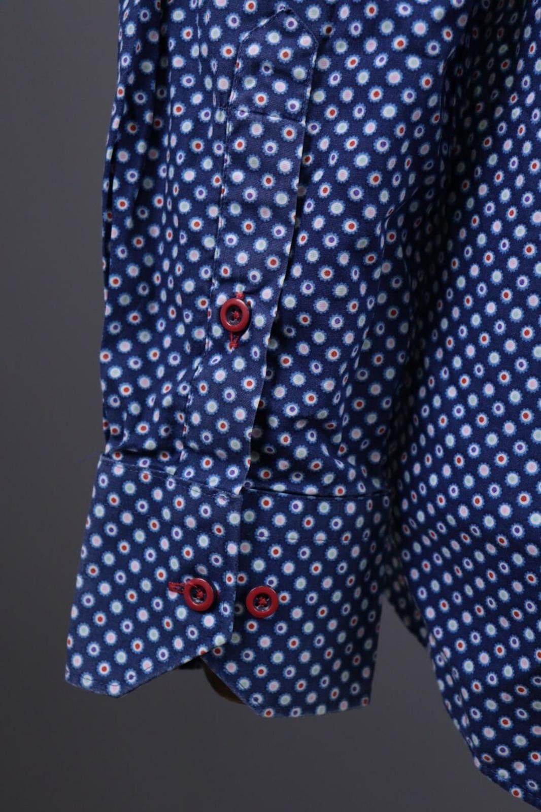 Designer CLAUDIO LUGLI Blue Dotted Button Down Shirt Size M Size US M / EU 48-50 / 2 - 9 Thumbnail