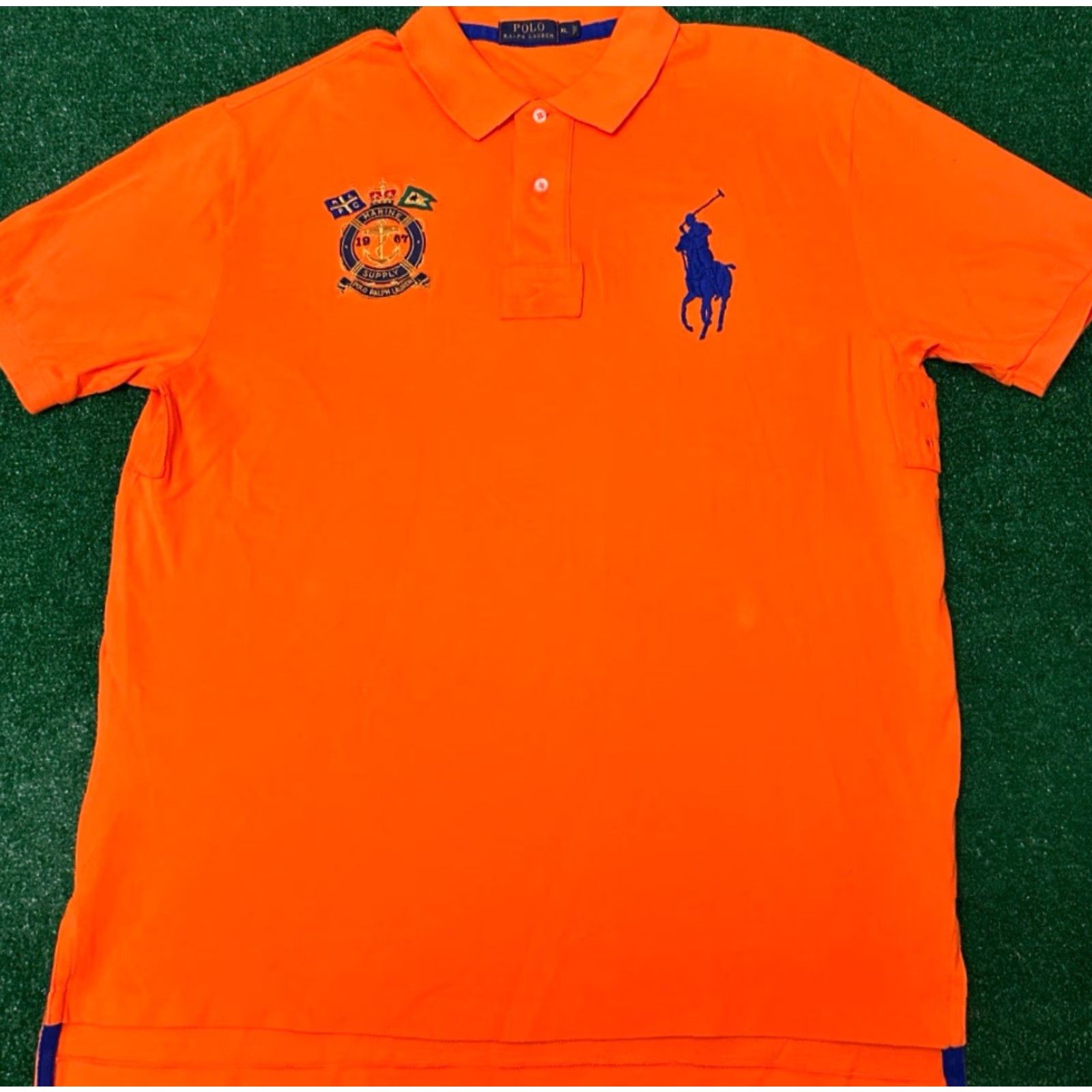 Polo Ralph Lauren VINTAGE Polo Ralph Lauren Big Pony Marine Supply Sailing Crest Collared Polo Shirt XL Size Orange Men’s Polo shirt Size US XL / EU 56 / 4 - 4 Thumbnail