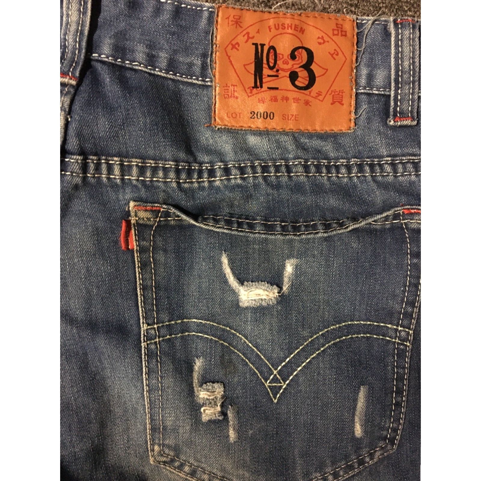 Vintage VINTAGE Fushen Mickey Mouse Distressed Red Tab Jeans 38/32 Designer Biker Grunge 90s Jeans Men Blue USA 90s Mens Size US 38 / EU 54 - 3 Thumbnail