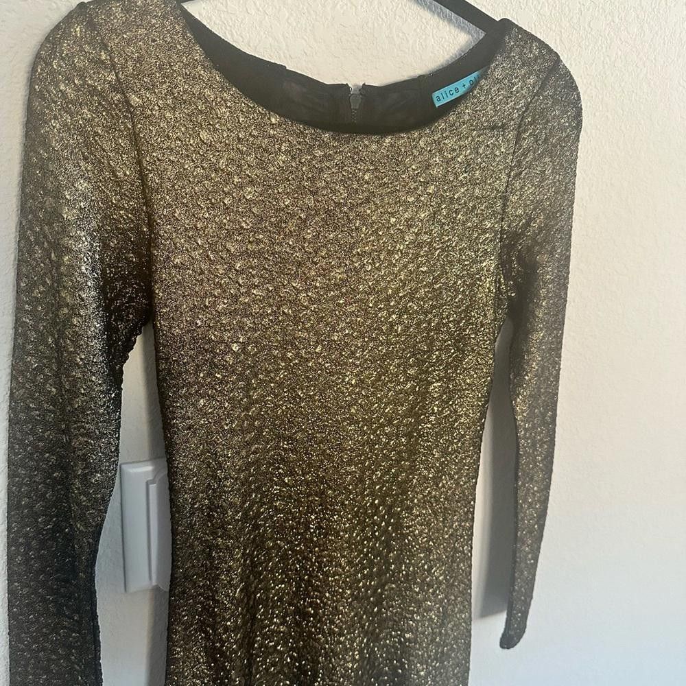 Designer Alice + Olivia Selma Metallic Bronze Bodycon Dress Small Size S / US 4 / IT 40 - 5 Thumbnail