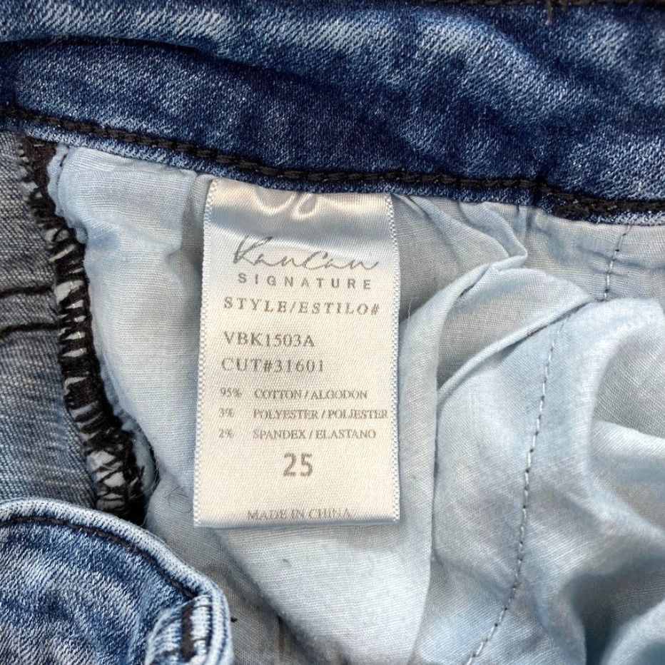 Vintage KanCan Jeans Women's 25 Light Wash Blue Stretch Denim Skinny Ankle Distressed Size 42" / US 20 - 6 Thumbnail