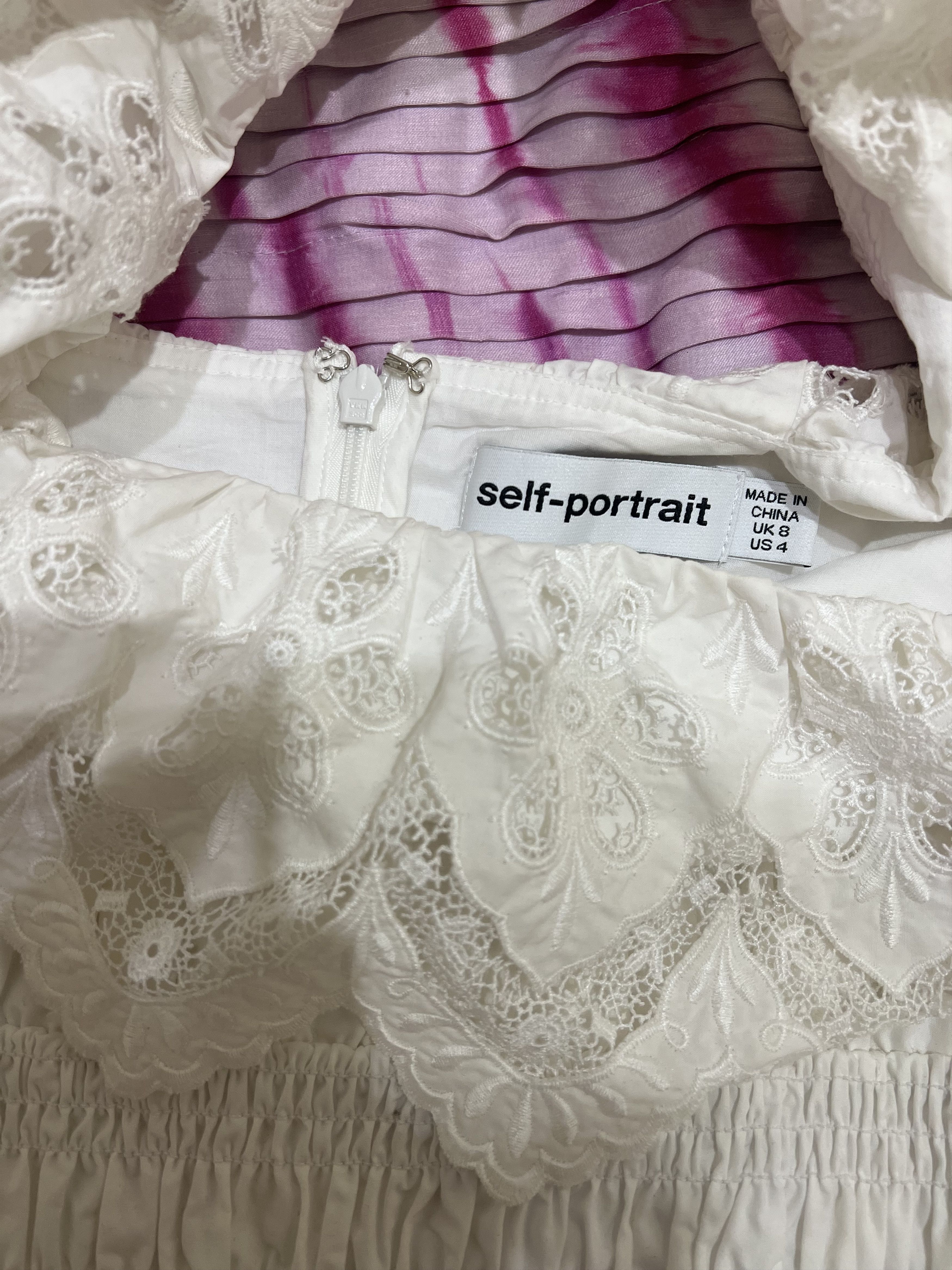 Self-Portrait embroidery white mini dress Size S / US 4 / IT 40 - 6 Thumbnail
