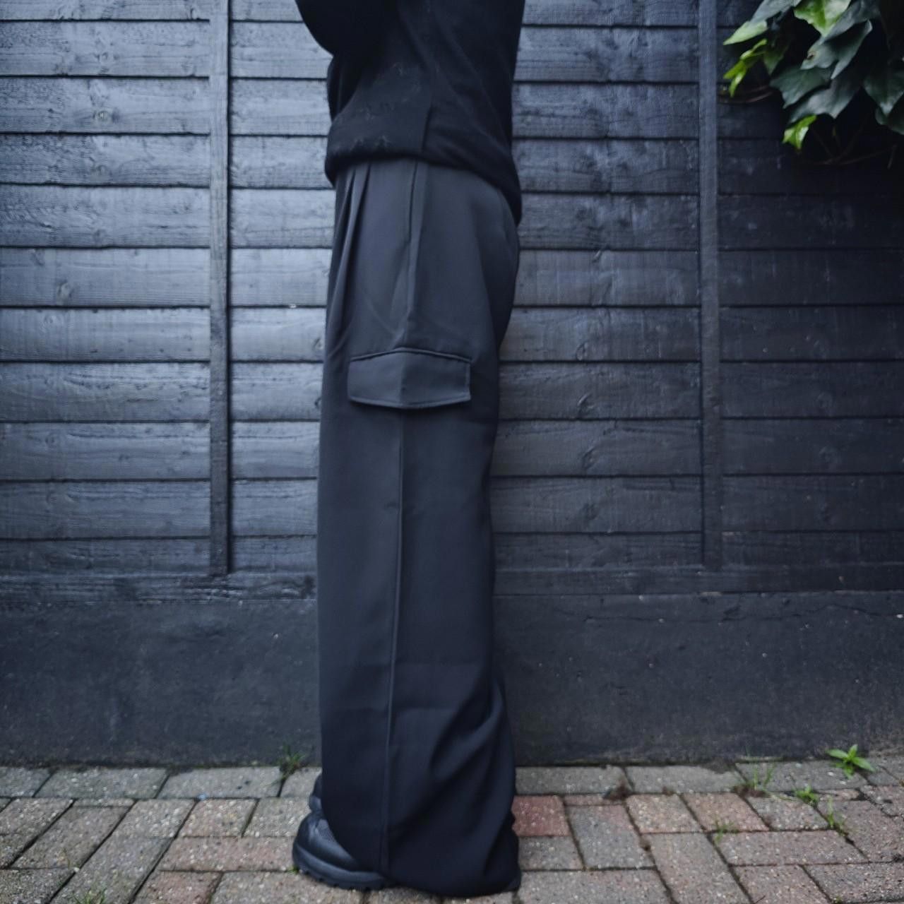 Other Black Baggy Side Flap Suit Trousers Size US 32 / EU 48 - 3 Thumbnail