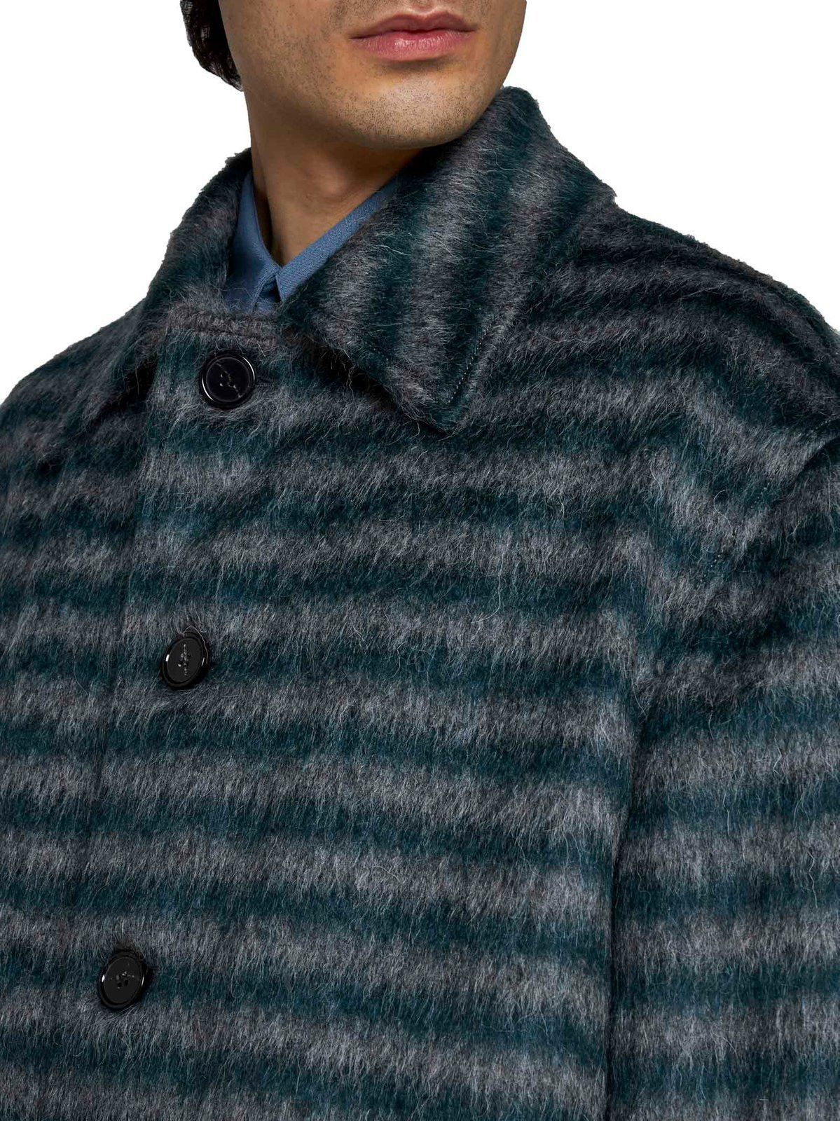 Marni o1s1v1n0724 Striped Coat in Dark Green Size US L / EU 52-54 / 3 - 4 Thumbnail