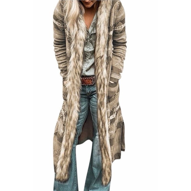 Other Brown Faux Fur Trim Long Sleeve Pocketed Parka Cardigan Size S / US 4 / IT 40 - 1 Thumbnail