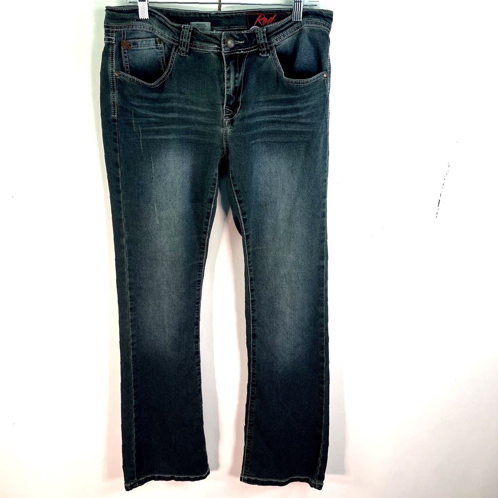 Vintage VINTAGE Red Label London Rose Royce Denim Jeans Womens 30 35X33 Blue Dark Wash Rhinestone Zipper Straight 5-Pocket Size 30" / US 8 / IT 44 - 7 Thumbnail