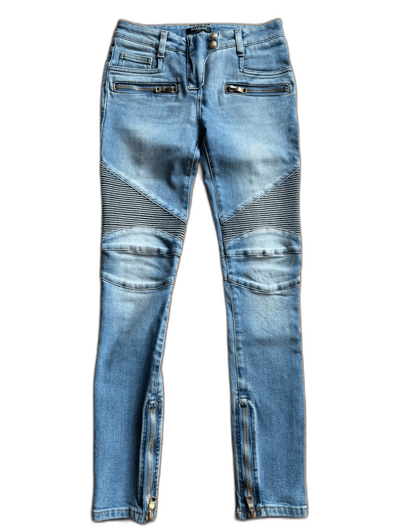 Balmain balmain high-waisted fitted motorcycle jeans-2508 Size US 34 / EU 50 - 1 Thumbnail
