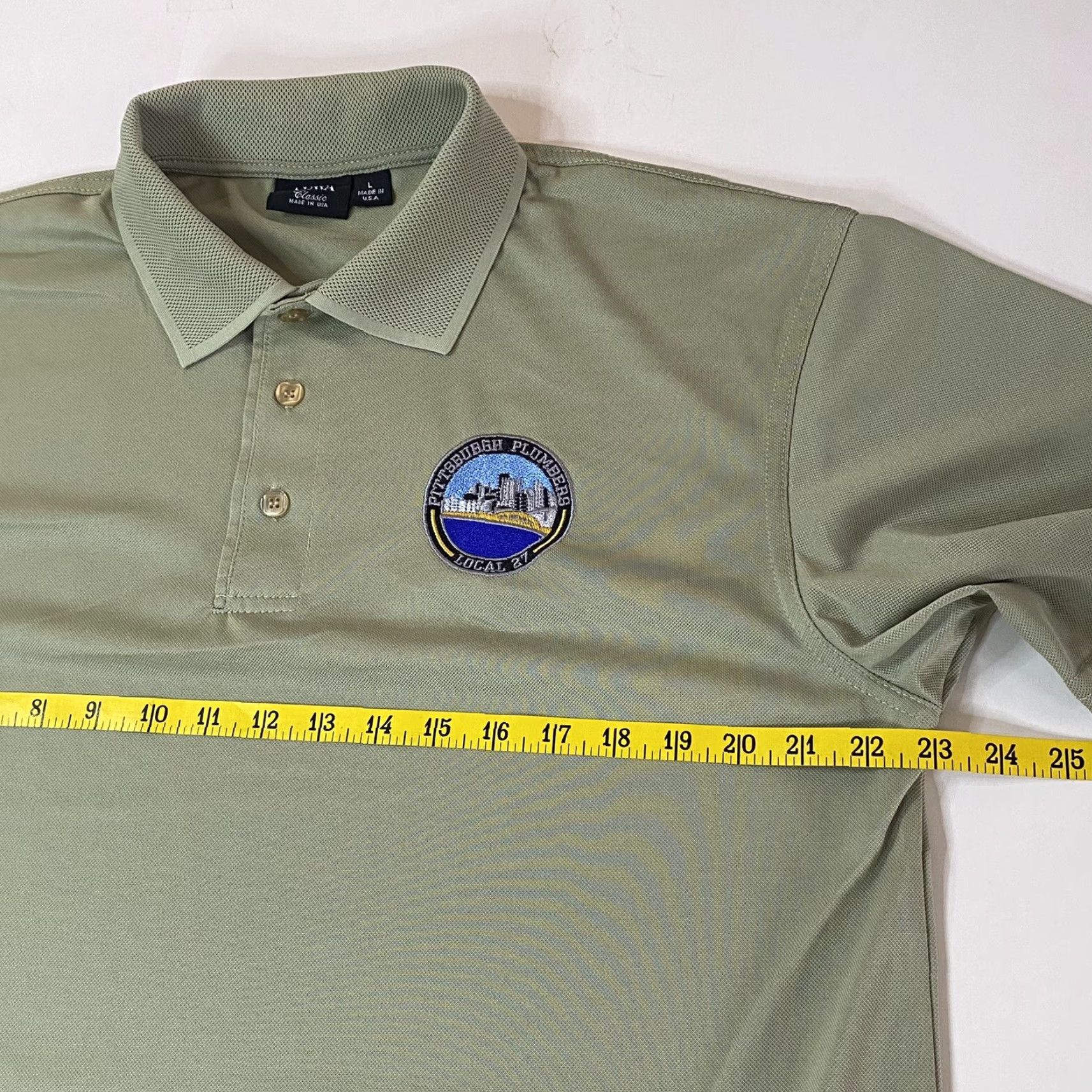 Vintage VINTAGE Pittsburgh Plumbers Local Union #27 Mens Polo Shirt L Green Made In USA Size US L / EU 52-54 / 3 - 5 Thumbnail
