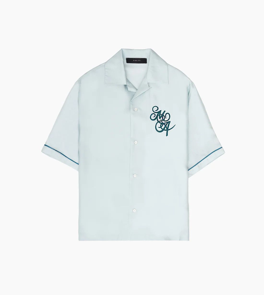 Amiri o1orln1025 MA Swirl Bowling Shirt in Light Blue Size US L / EU 52-54 / 3 - 1 Thumbnail