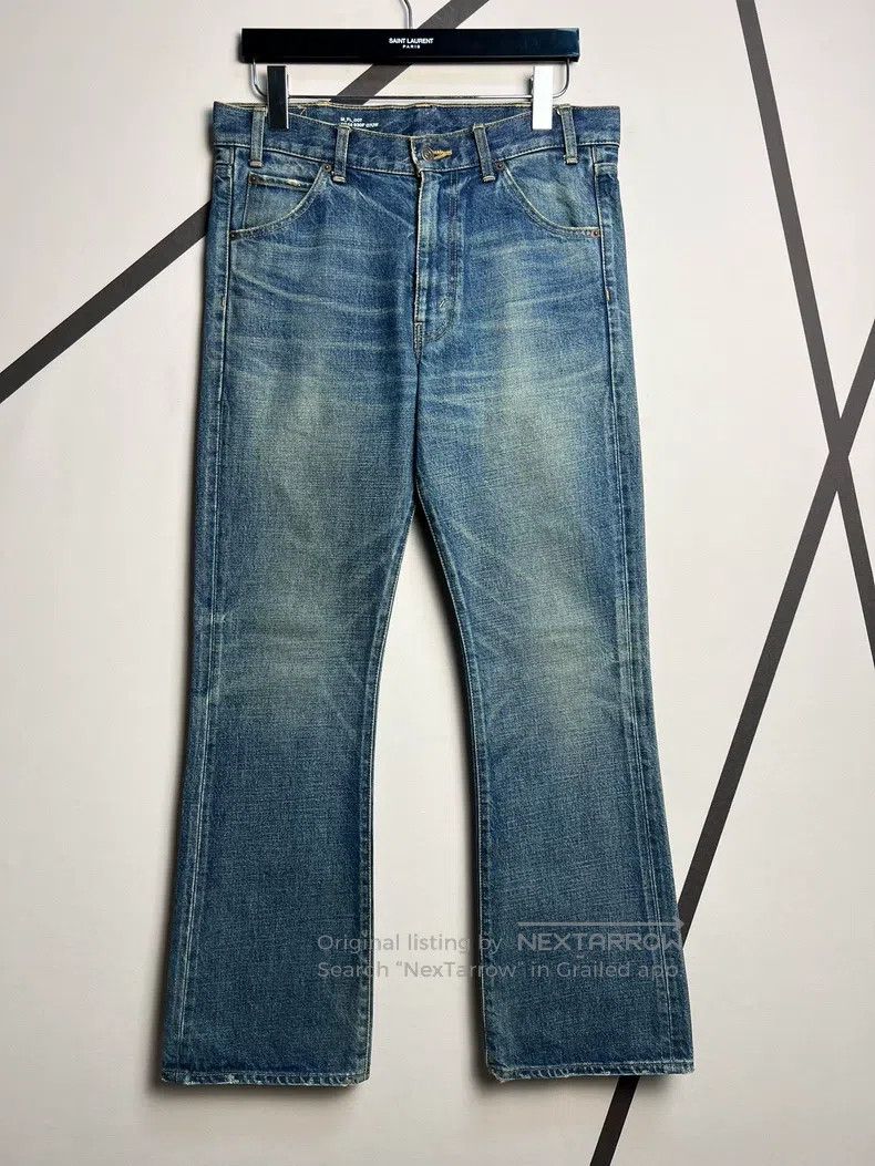 Celine CELINE Water Ripple Washed Blue Flared Jeans Size US 31 - 1 Thumbnail