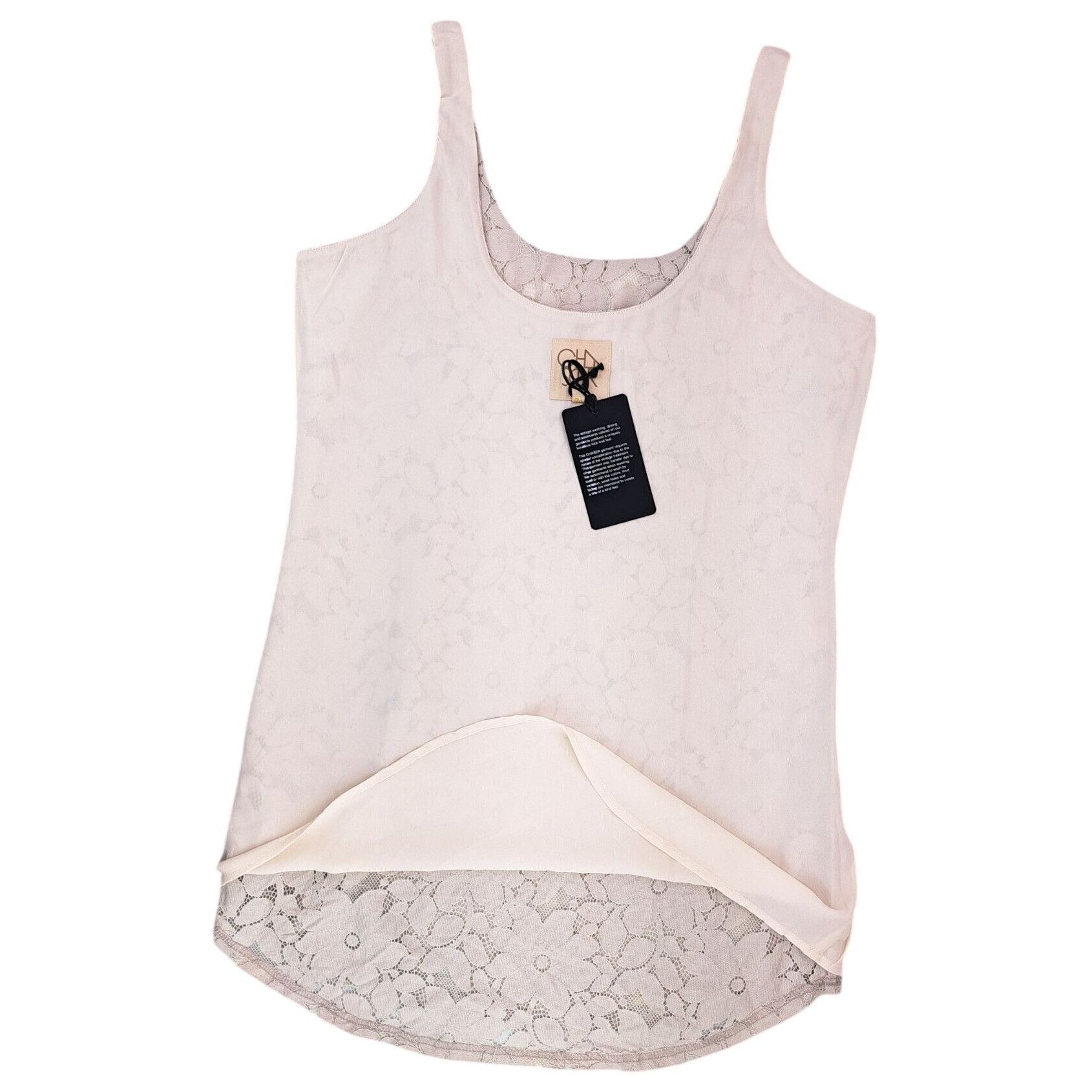 Chaser Brand Chaser Beige Floral Lace Tank Top Women Small Sleeveless Size S / US 4 / IT 40 - 3 Thumbnail