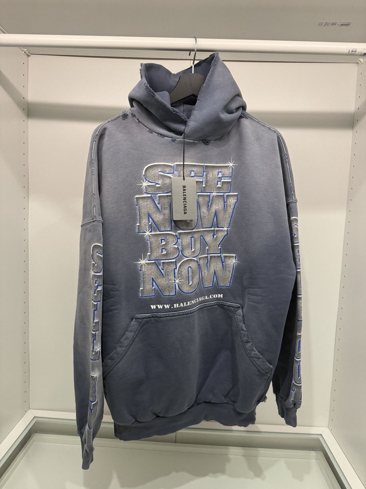 Balenciaga Balenciaga SNBN large fit washed blue hoodie Size US S / EU 44-46 / 1 - 1 Thumbnail