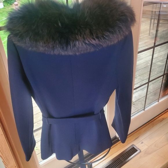 Vintage Vintage by gare' Navy Blue Lined Fur lined Wrap Sz. S Coat J Size S / US 4 / IT 40 - 2 Thumbnail