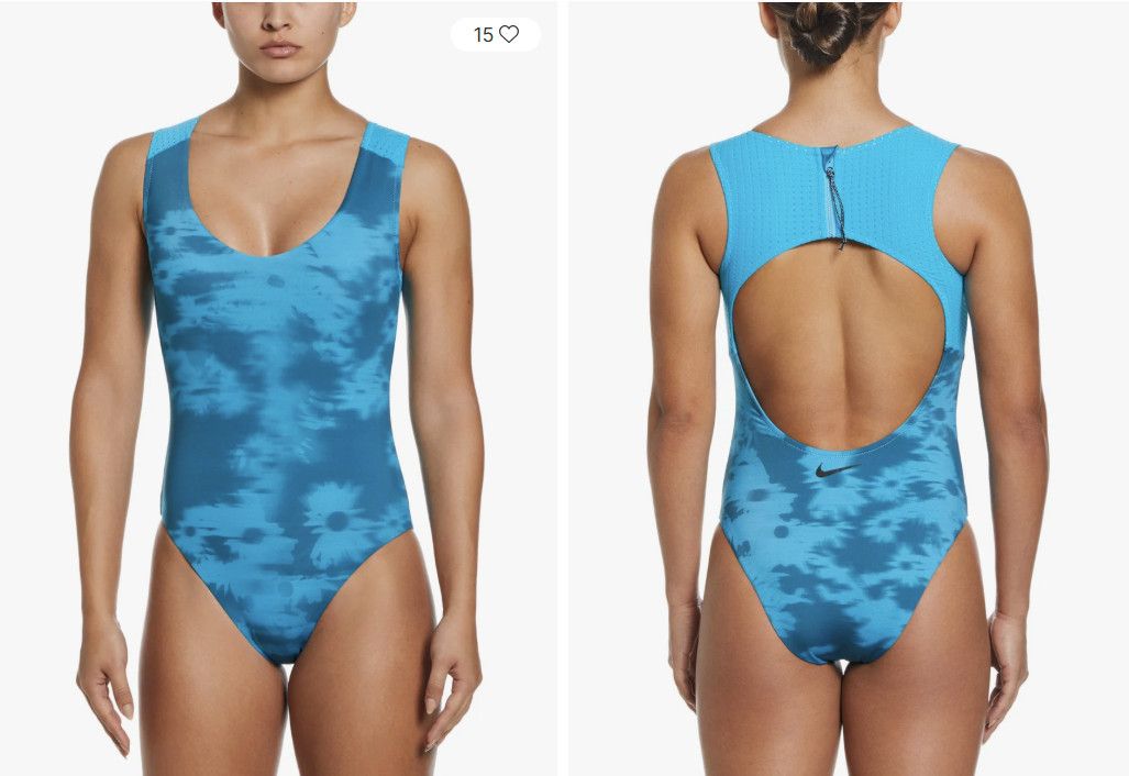 Nike Nike NESSD310 Floral Fade Keyhole Back Swimsuit Blue ( S ) Size 28" / US 6 / IT 42 - 1 Thumbnail