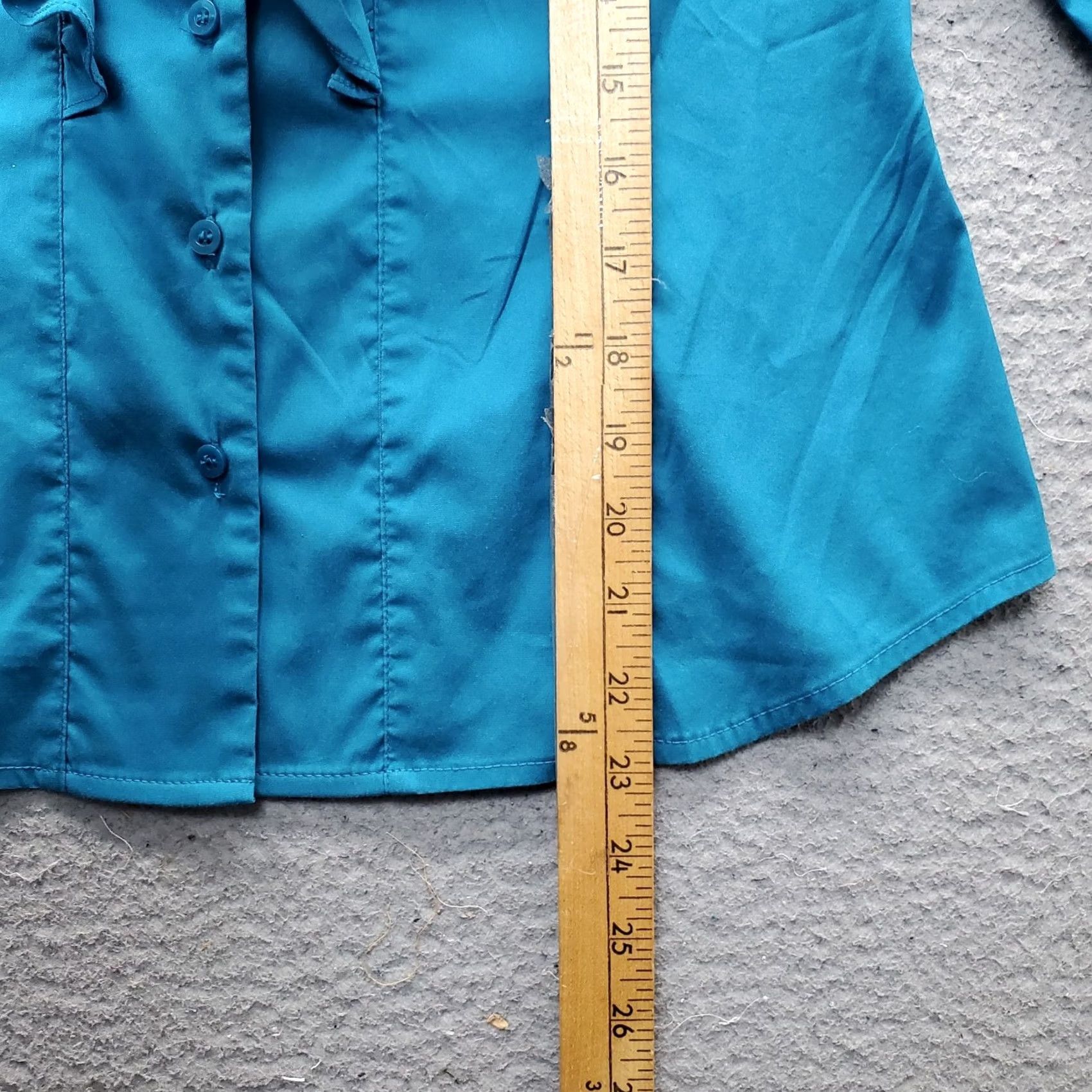 Alfani Alfani Shirt Womens Size 8P Blue Long Sleeve V-Neck Button Front Ruffle Top Size M / US 6-8 / IT 42-44 - 6 Thumbnail