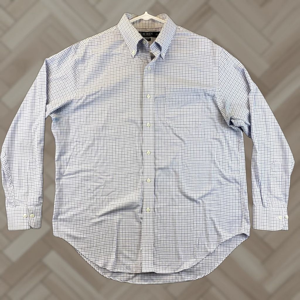 Ralph Lauren Ralph Lauren Classic Fit Check Button-Up Shirt 16.5 Blue/White Men's Regular Size US L / EU 52-54 / 3 - 1 Thumbnail