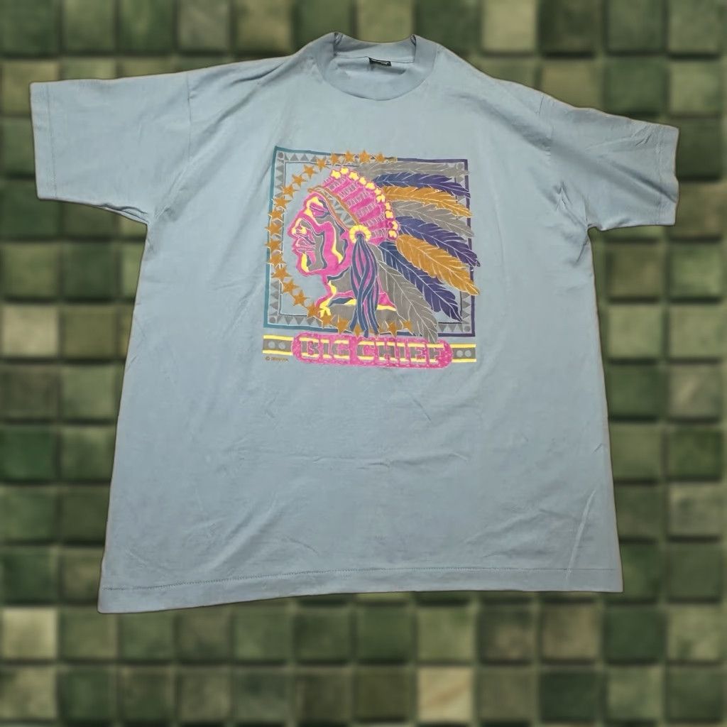 Vintage VINTAGE Best 90s T-Shirt Mens 2XL Blue Big Chief Single Stitch Crew Neck Short Sleeve Deadstock Size US XXL / EU 58 / 5 - 1 Thumbnail