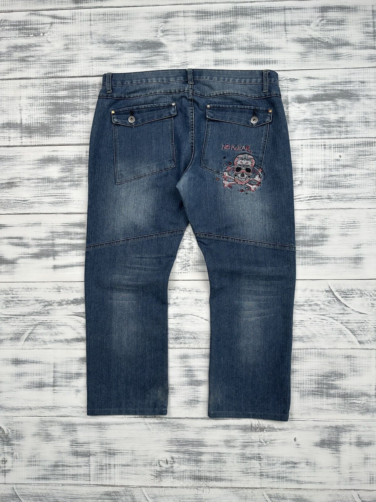 No Fear Rare NO FEAR Skull Embroidered Baggy Jeans Pants size 38 Size US 38 / EU 54 - 1 Thumbnail