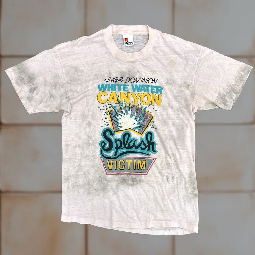 Vintage VINTAGE Kings Dominion White Water Canyon Splash Victim Stained T Shirt L 80s Mens Size US L / EU 52-54 / 3 - 1 Thumbnail
