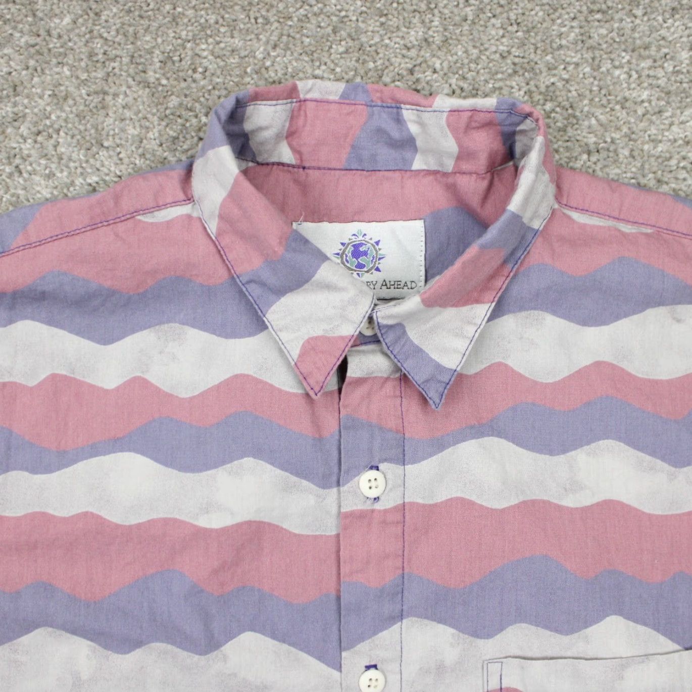 The Territory Ahead The Territory Ahead Purple/Blue Shirt Mens Small Cotton Button-Up Short Sleeve Geometric Pattern, 100% Cotton, Regular Fit, Chest 25 in Size US S / EU 44-46 / 1 - 5 Thumbnail