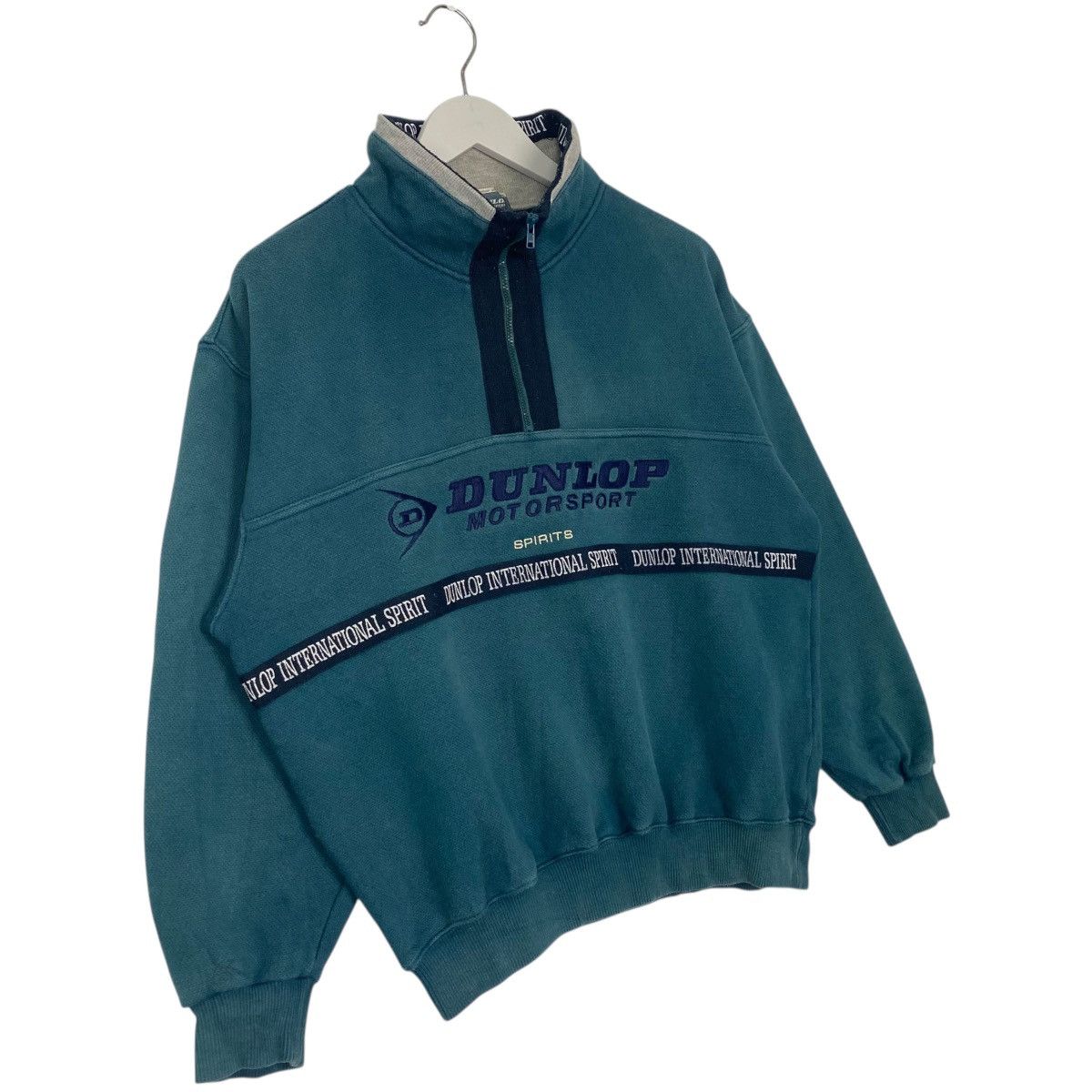 Vintage Vintage Dunlop Motorsport Quater Zip Sweatshirt Logo Green Size US M / EU 48-50 / 2 - 3 Thumbnail
