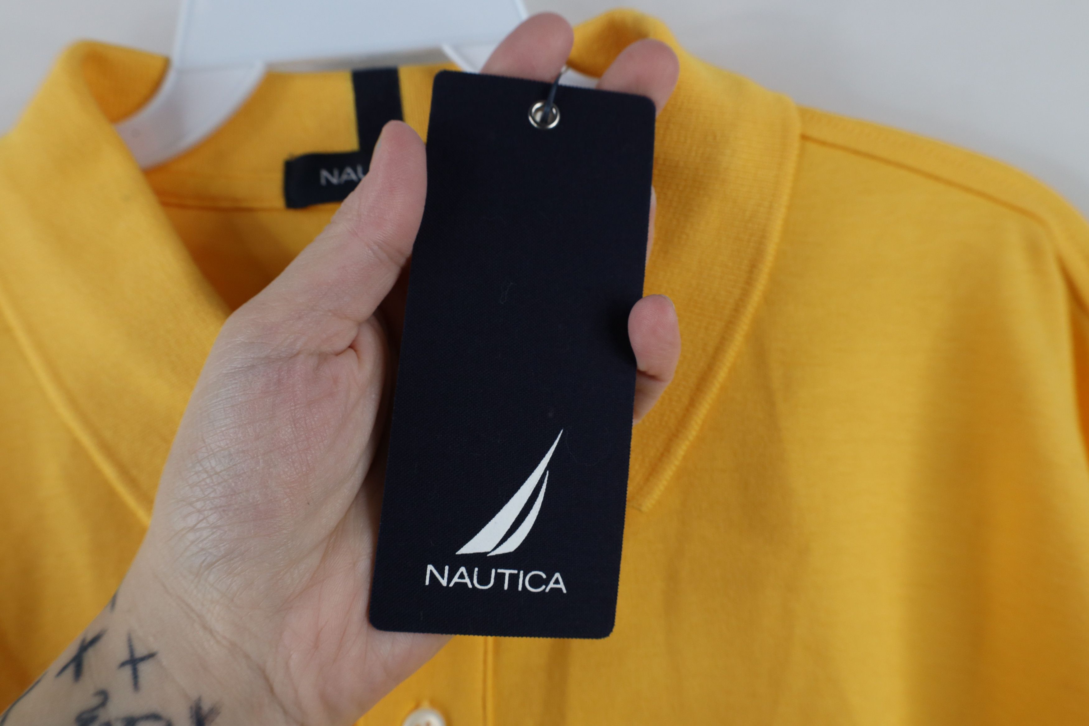 Nautica × Vintage Deadstock Vintage Nautica Sailing Collared Polo Shirt Yellow Size US XL / EU 56 / 4 - 6 Thumbnail