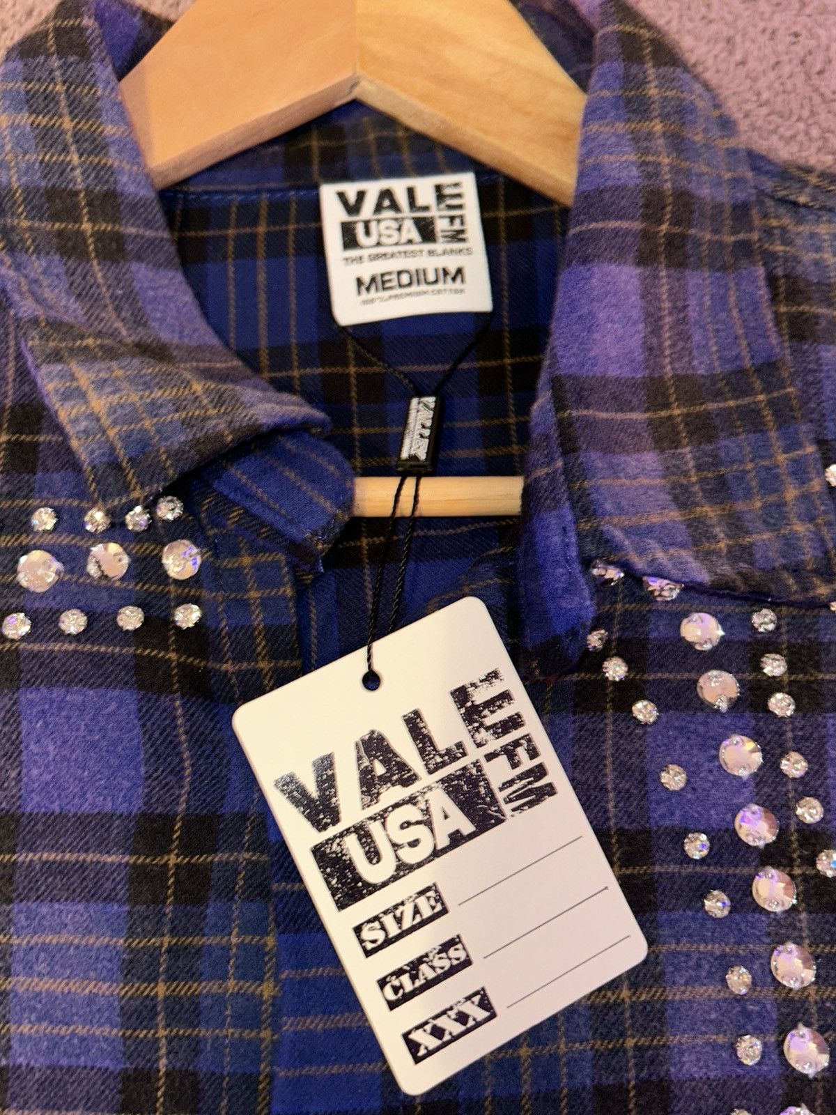 Vale Vale blue flannel , with rhinestone Size US M / EU 48-50 / 2 - 7 Thumbnail