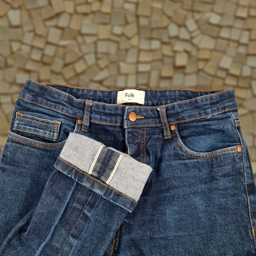 Folk Folk Jeans Mens Slim Fit Stretch Denim Selvedge Blue W32 L30 Size US 32 / EU 48 - 1 Thumbnail